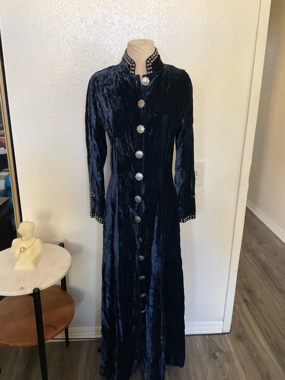 Double D Ranch Velvet Blue trench coat jacket